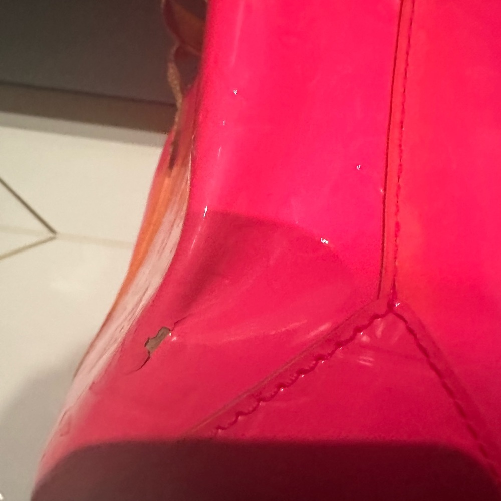 Vintage Pink and orange Vernis Louis Vuitton handbag x Robert Wilson. Authentic - Picture 5 of 11
